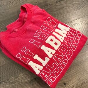 State of‎ Mine Alabama Crimson Tide Sweatshirt Red Chenille High Low Hem Small